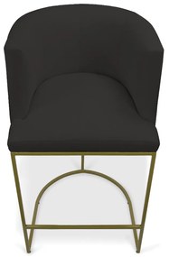 Banqueta Paola Linho Preto A79 Base Metálica Dourada