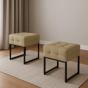 Puff Sala Decorativo Industrial Kit 2 Elisa Suede D03 - D'Rossi - Marrom Rato