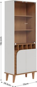 Cristaleira 2 Portas de Vidro e Adega Ewa Cozinha C04 - D'Rossi - Off White Matte e Freijó