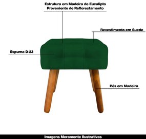 Kit 2 Puffs Decorativos Pés Palito Karen Suede Verde G19 - Gran Belo