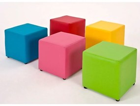 Puff Decorativo Quadrado Corino Branco 45X34X34Cm Orthovida