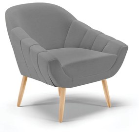 Poltrona Giovana Linho Pés Palito Natural - Indo Decorar - A26 Grafite