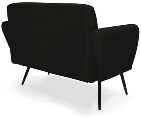 Sofá Namoradeira Pés Palito de Ferro Bruna Suede - D'Rossi - Preto
