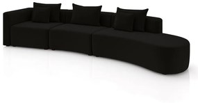 Sofá Curvo Decorativo Kimiko 447Cm 6 Lugares Sala de Estar com Chaise Veludo Preto G52 - Gran Belo