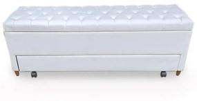 Calçadeira Baú com Sapateira King 193cm Paris Capitonê Corino Branco - Sheep Estofados - Branco