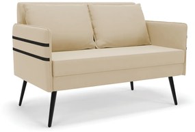Namoradeira 02 Lugares Mari Suede Pés Palito de Ferro D03 - D'Rossi - Bege