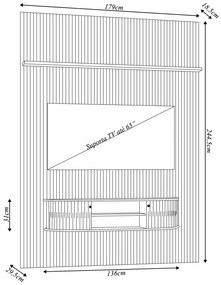 Home Theater Killua 2 Portas Deslizantes MDP até 65 Calacata/OffWhite G97 - Gran Belo