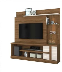 Home Theater Maxim Porta 2 Prateleiras Iluminação LED MDP até 55 Naturale/OffWhite G97 - Gran Belo
