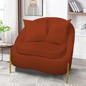 Poltrona Decorativa Orgânica Pé de Metal Dourado Zaya Bouclê C05 - D'Rossi - Terra