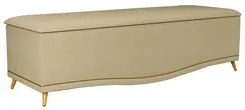Calçadeira Baú King 195cm com Tachas Imperial J02 Linho Areia - Mpozen