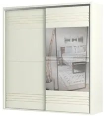 Guarda Roupa Casal com Espelho 223cm 2 Portas 100% MDF TW602E Off Whit