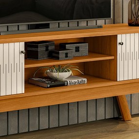 Rack TV 75 Pol 183cm Bancada para Sala Enzari Cinamomo/Off White M20 - D'Rossi