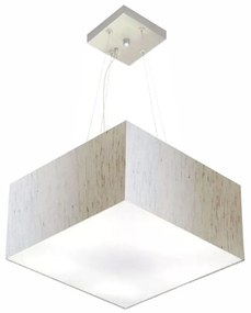 Lustre Pendente Quadrado Md-4005 Cúpula em Tecido 21/35x35cm Linho Bege - Bivolt