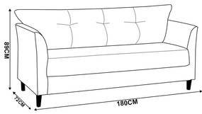 Sofá 3 Lugares Living para Sala Leblon 180cm Linho E03 - D'Rossi - Cinza