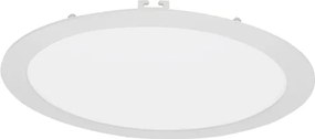 Plafon Led De Embutir Redondo Branco 24W Moldura - LED BRANCO QUENTE (3000K)