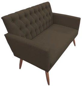 Kit 2 Poltronas 1 Namoradeira Clara Capitonê Pés Palito Suede Marrom - Sheep Estofados