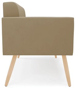Sofá Namoradeira Elisa Suede Marrom Rato Pés Palito Natural - D'Rossi