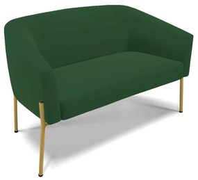 Namoradeira e 2 Poltronas Pé de Ferro Dourado Stella Veludo D03 - D'Rossi - Verde