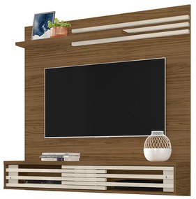 Painel TV 55 Pol 136cm Bancada Suspensa para Sala Briven M20 - D'Rossi - Naturale e Off White