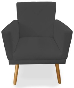 Poltrona Decorativa Lívia Pés Palito Suede Preto - Sheep Estofados - Preto
