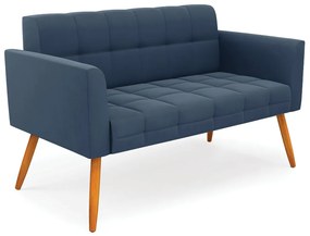 Sofá Namoradeira Elisa Suede Pés Palito Castanho - D'Rossi - Azul Marinho