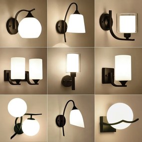 Arandelas Luminária de parede interna, abajur de vidro moderno minimalista com base e27 para decoração de loft, quarto e escada - Modelo-A12 - Lâmpada de LED