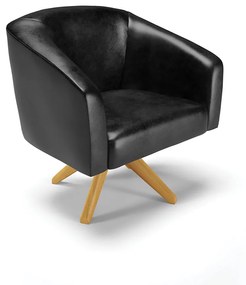 Poltrona Decorativa Giratória MA30 Kit 2 Stella Sintético PU D03 - D'Rossi - Preto