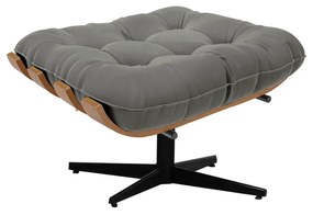 Puff Giratório Costela Suede Grafite Base Cromada Preto - D'Rossi