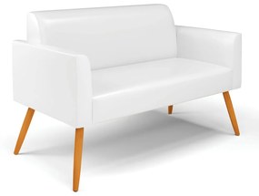 Sofá Namoradeira com 2 Poltronas Pés Palito Castanho Marisa Corano D03 - D'Rossi - Branco