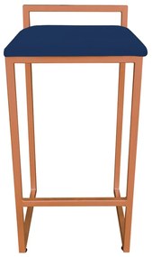 Banqueta Alta Lavínia Suede Azul Marinho Base Cobre D'Rossi
