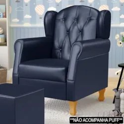 Poltrona de Amamentação com Pés de Madeira Lucy Z39 Sintético Azul Mar