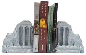 Aparador de Livros Ruínas Gregas - 2 Cores Prata ou Branco - Prata - 2 Peças