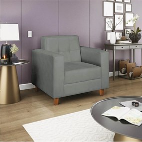 Poltrona Decorativa Denver Corano Cinza - ADJ Decor