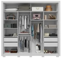 Guarda Roupa Casal 245cm 2 Portas Espelho Scipio Branco C01 - Mpozenat