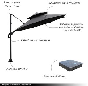 Ombrelone Externo com Base Belmopã com Rotação 360º Grafite G56 - Gran Belo