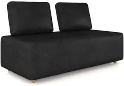 Sofá 2 Lugares 148cm Sala de Estar Rovier Sintético Preto Z32 - Mpozen