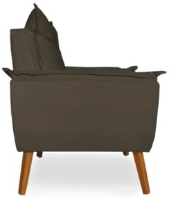Poltrona Decorativa Apolo Pés Madeira Suede Marrom - Sheep Estofados - Marrom