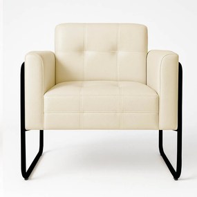 Poltrona Sala Industrial Alta Tubo Preto Elisa Sintético D03 - D'Rossi - Bege