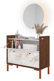 Balcão Gabinete de Banheiro Rubi 90cm com Pés de Ferro Atenna/Imbuia - Vizzato - Branco