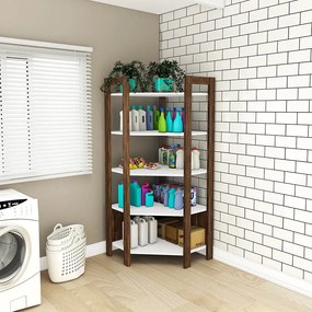 Estante Organizador Armário de canto AZ1020 MDP Branco/Nogal G69 - Gran Belo