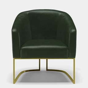 Poltrona Decorativa Industrial Dourado Stella Sintético PU Verde D03 - D'Rossi