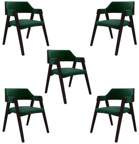 Kit 5 Cadeiras Sala de Jantar e Jogos Carteados Madeira Maciça Poker Veludo Verde/Tabaco G42 - Gran Belo