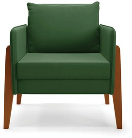 Poltrona Lana Suede Base de Madeira - D'Rossi - Verde