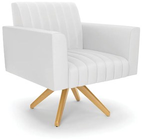 Poltrona Giratória Viena Gomada Corino Base de Madeira MA30 D03 - D'Rossi - Branco