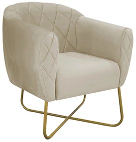 Poltrona Grazi Base X Dourada Linho - ADJ Decor