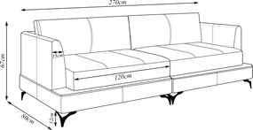 Sofá Living Bipartido 270cm Indonésia Pés de Ferro Couro Bege G52 - Gran Belo