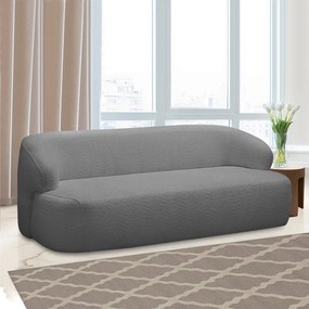 Conjunto Sala de Estar Decorativo Charlote 1 Poltrona Namoradeira 150cm 1 Poltrona Base Giratória em Aço com Puff Bouclê Grafite G88 - Gran Belo