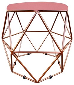 Puff Aramado Hexágono Decorativo Industrial Cobre com Suede D03 - D'Rossi - Rose