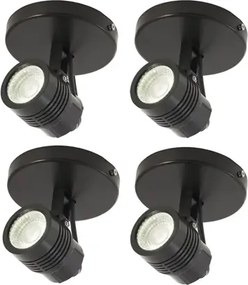 Kit 4 Spots LED Sobrepor Direcionável Abs Preto 6W IP65