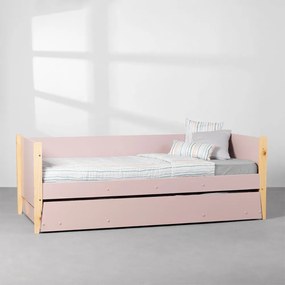 Bicama Sofá Noah com Pés Natural - Rosa Fosco